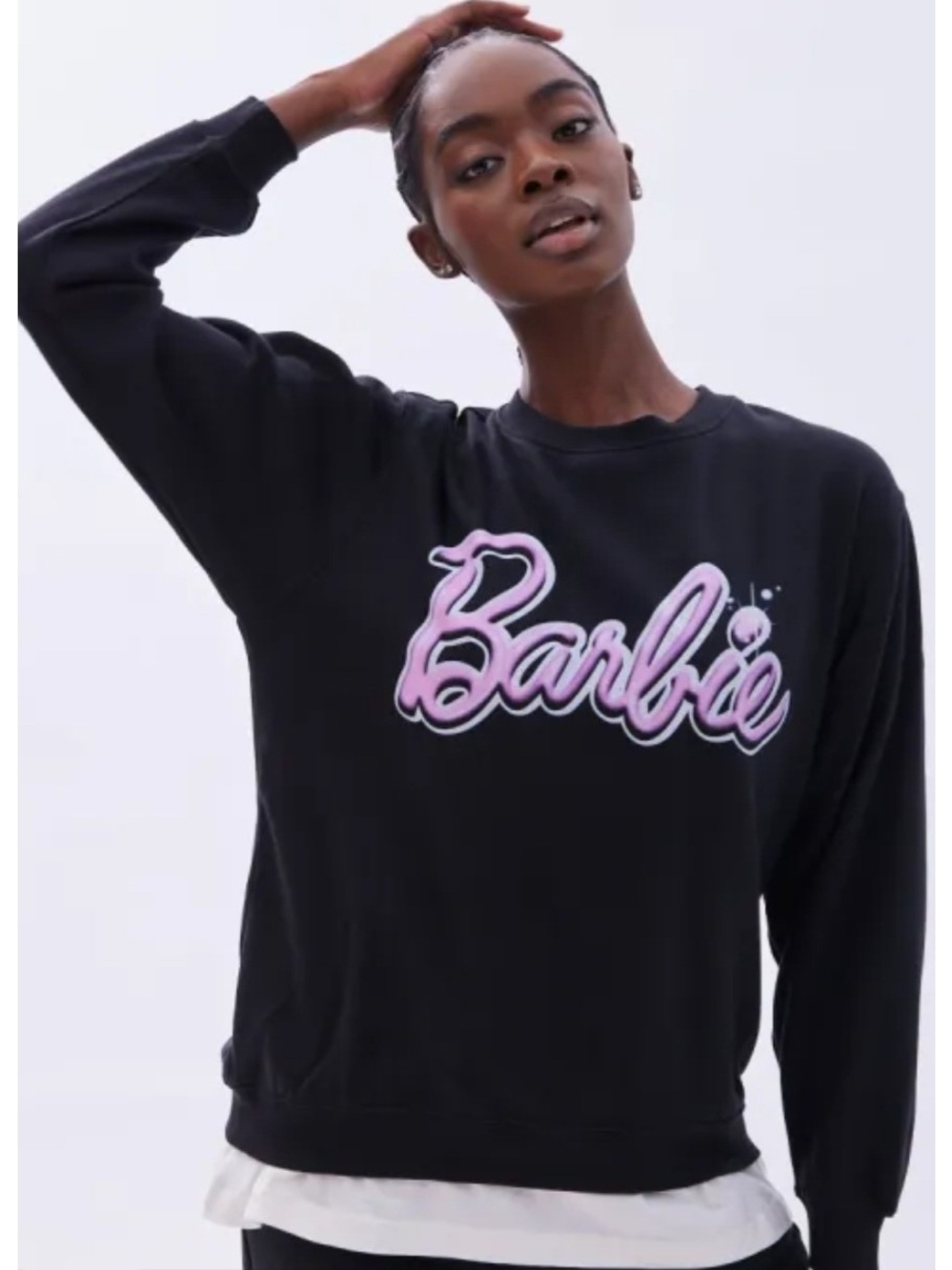 Barbie Logo Black Crewneck Sweatshirt